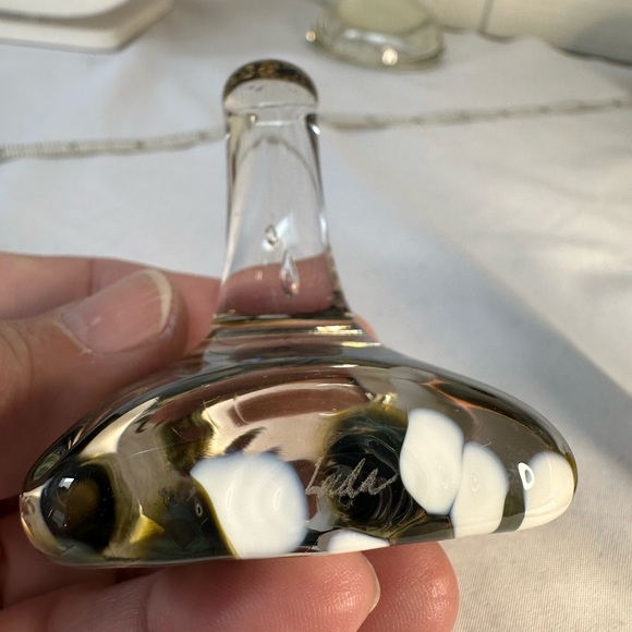 Artisan Lada Bohac glass heart wine stopper - ring holder signed - Picture 7 of 8